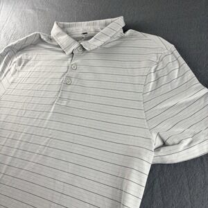 Lululemon Shirt Men's S Gray Striped Evolution Golf Polo Stretchy Performance